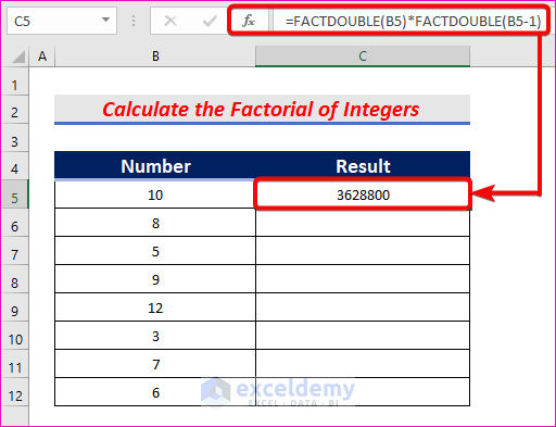 Utilizing the FACTDOUBLE Function to Calculate the Factorial of Integers