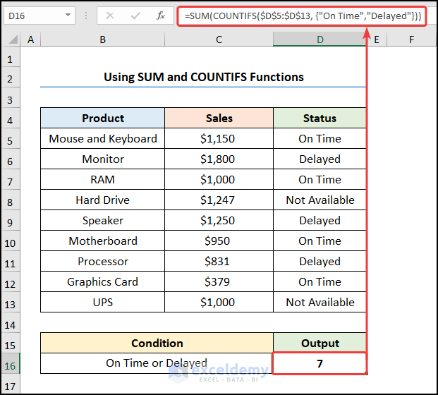 Using SUMIFS and COUNTIFS