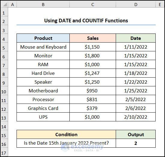 excel nested countif with DATE function