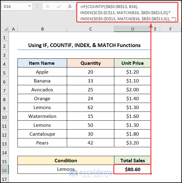 Applying COUNTIF, IF, INDEX, and MATCH Functions