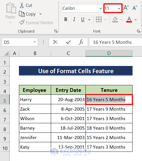En este método, usaremos la función Formato de celdas para aumentar el tamaño de fuente en Excel.  Los pasos se discuten a continuación.  Pasos: ● En primer lugar, seleccione la celda y resalte el texto cuya fuente desea cambiar.