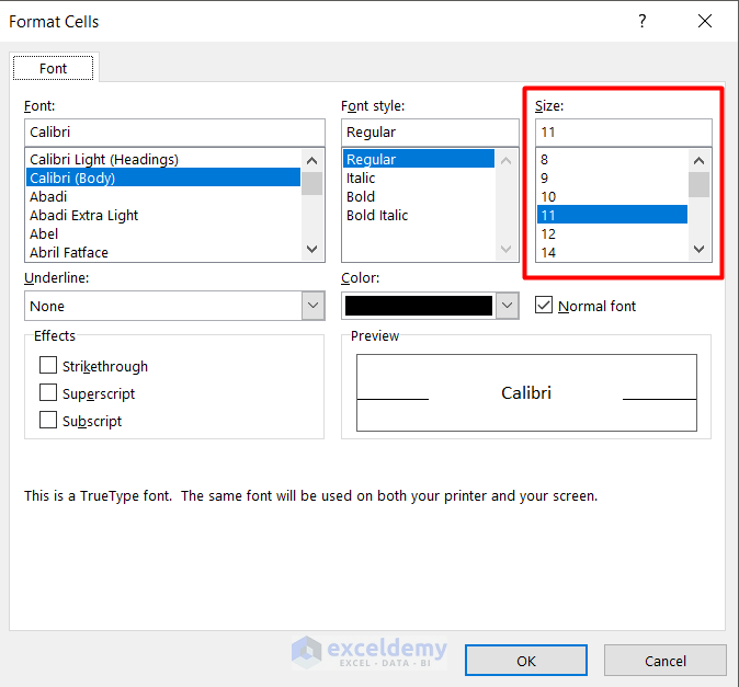 Use la función de formato de celda para aumentar el tamaño de fuente en Excel usando el teclado