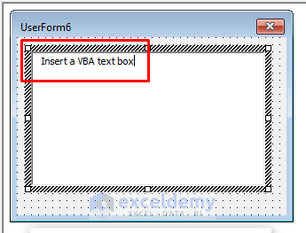 how to insert VBA text box in Excel