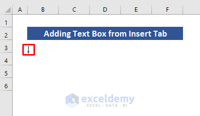 use Insert tab to insert text box in Excel