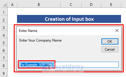how to create input box in Excel