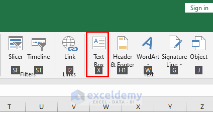 use keyboard shortcut to insert text box in Excel