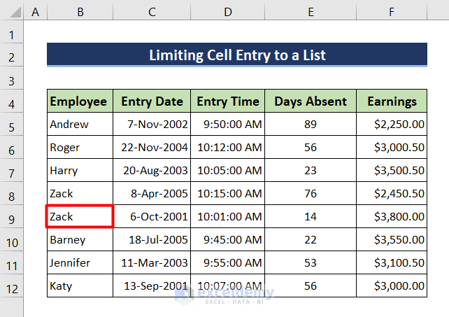 How to set limit in Excel