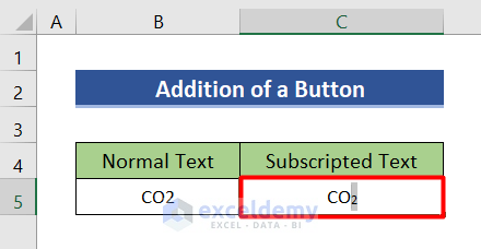 Add a button to write CO2 in Excel