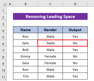Remove Leading Space When If Function Is Not Working in Excel