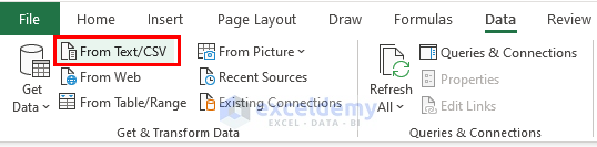 Import CSV Data into Excel with From Text/CSV Feature