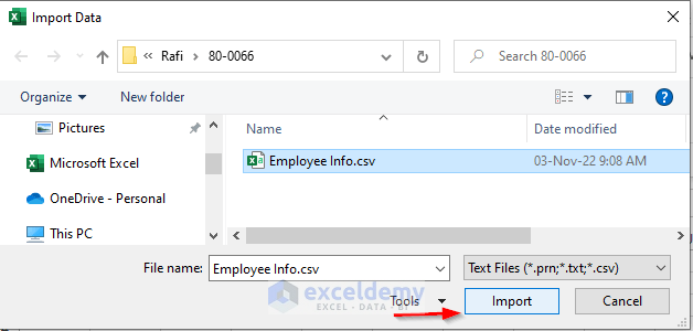 Import CSV Data into Excel