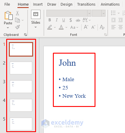 Mail Merged Excel to PowerPoint