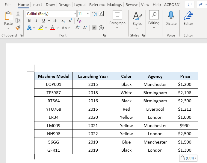 paste excel table into word fit to page