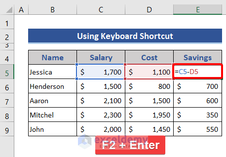 Excel shortcut to Recalculate