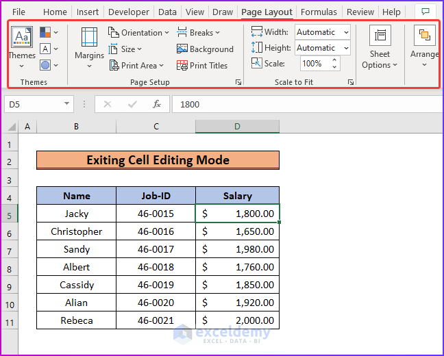 Pressing Enter to Exit Cell Editing Mode as A Simple Solution for Excel Page Layout Being Greyed Out Problem