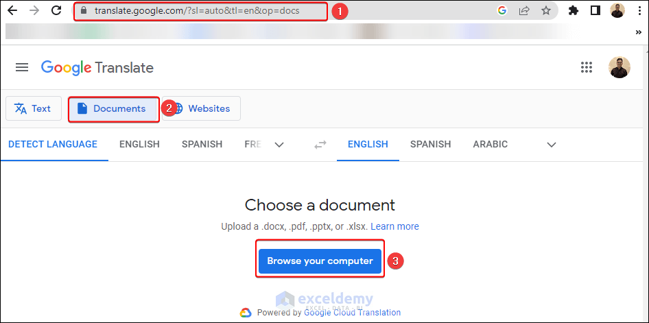 Translating Excel File to English using Google translator