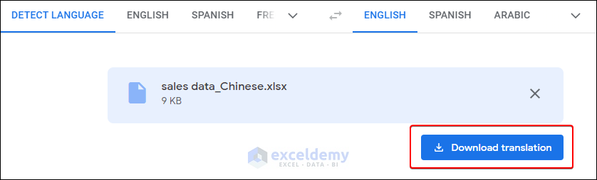downloading translated Excel file 