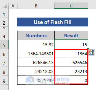 Truncate Numbers using Flash Fill