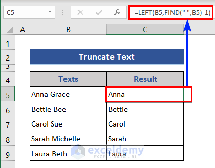 Truncate Text in Excel