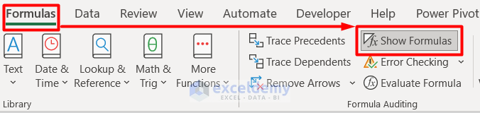 Turn Off “Show Formulas” Feature to Automatically Compute with VLOOKUP