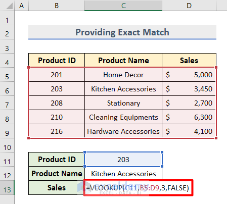 Provide Exact Match When VLOOKUP Is Not Calculating Automatically