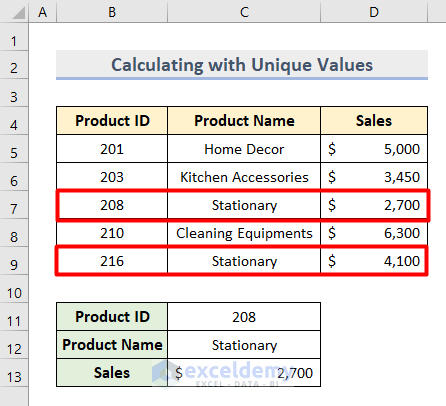 Use VLOOKUP  with Unique Values to Calculate Automatically