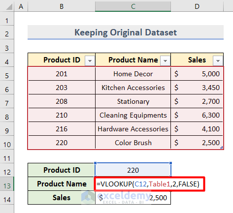 Keep Original Dataset Constant for Automatic VLOOKUP Calculation