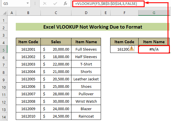 Excel VLOOKUP Not Working Due to Format
