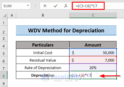 Método WDV de fórmula de depreciación en Excel