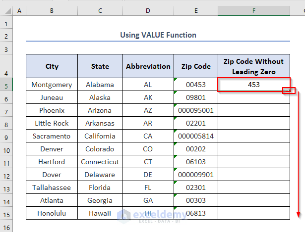 zip codes in excel starting with 0