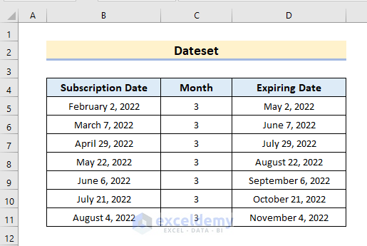add 3 months to a date in excel