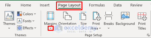 Add Custom Margin from Page Layout Tab in Excel