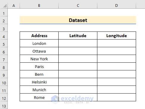 convert address to lat long excel