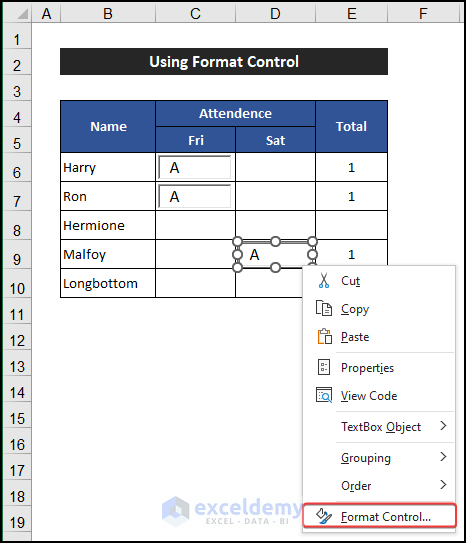 Launching Format Control dialog box to anchor text box