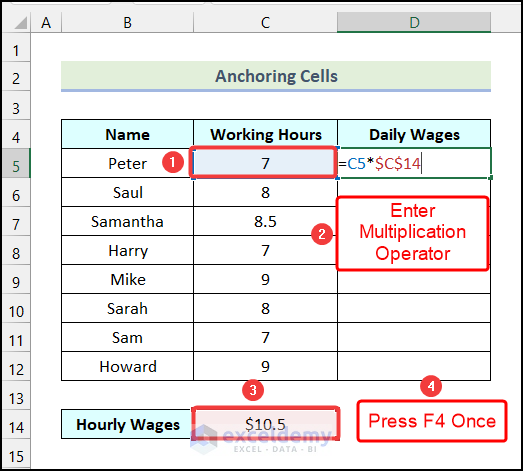 How to Anchor Cells in Excel