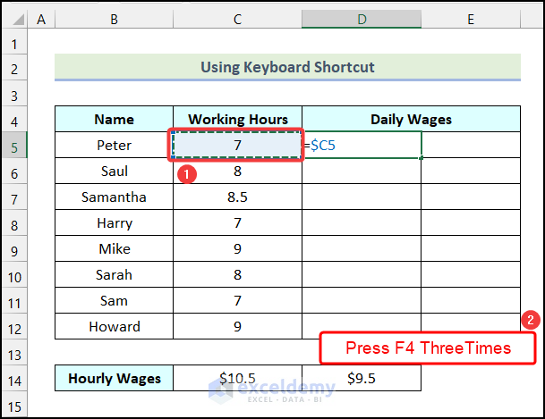 Using Keyboard Shortcut for anchoring columns in Excel