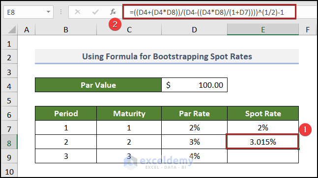 calculating spot rates for 2 year