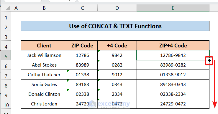 Use a Combination of TEXT & CONCAT Functions to Concatenate ZIP Codes