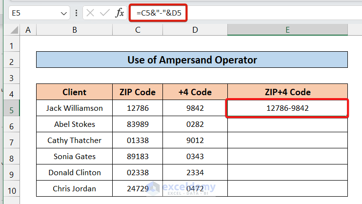 Concatenate ZIP Codes with Ampersand Operator