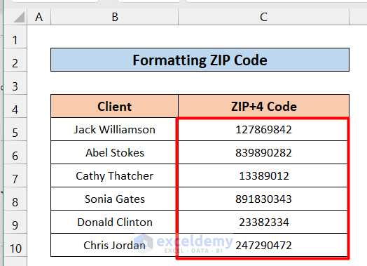 How to Format ZIP Code in Excel