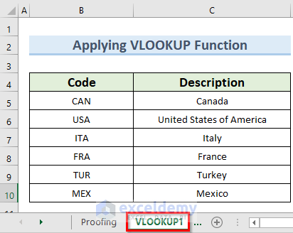 vlookup function to convert abbreviations to words in Excel