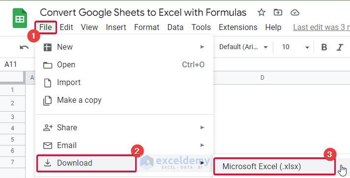 downloading google sheets file as an excel file to convert google sheets to excel with formulas