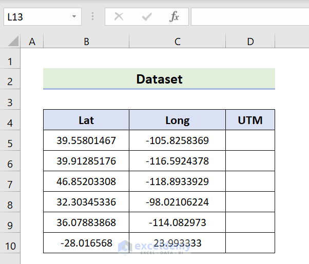 convert lat long to utm excel