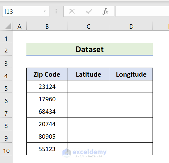 convert zip code to latitude longitude excel