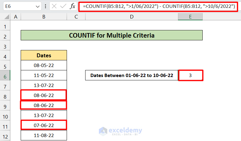 Apply COUNTIF for Multiple Criteria