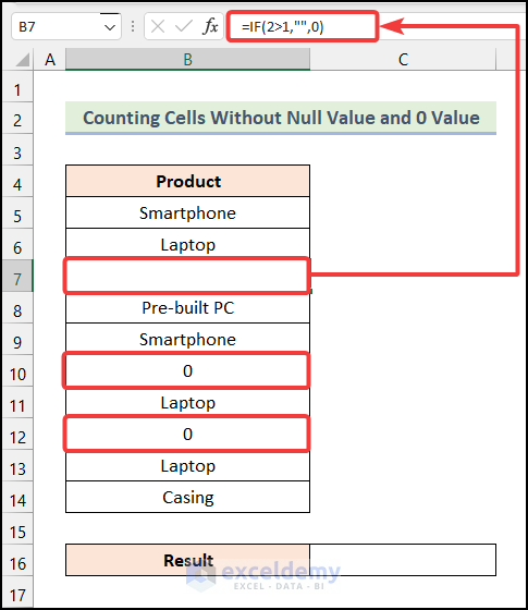 Counting Cells Without Null Value and 0 Value by using the COUNTIF and COUNTA functions together in Excel 