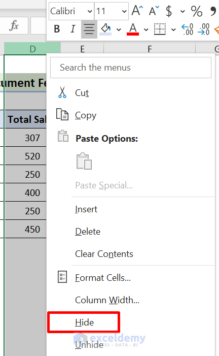 Use Inspect Document Feature in Excel to Delete Hidden Columns