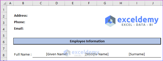 Insert employee name area