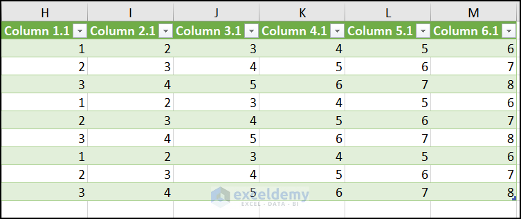 Consulta de potencia para todas las combinaciones de 6 columnas en Excel