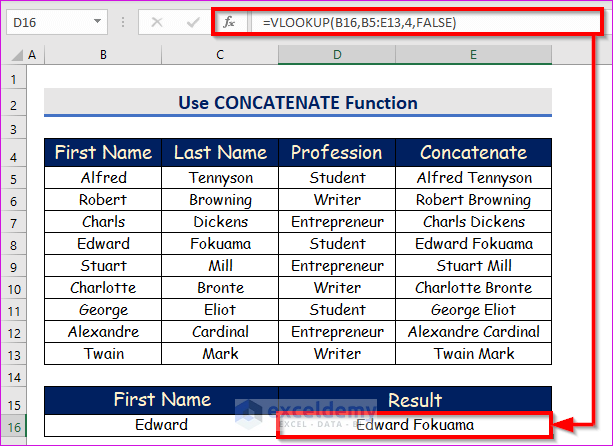 Use CONCATENATE Function For Applying VLOOKUP with Concatenation